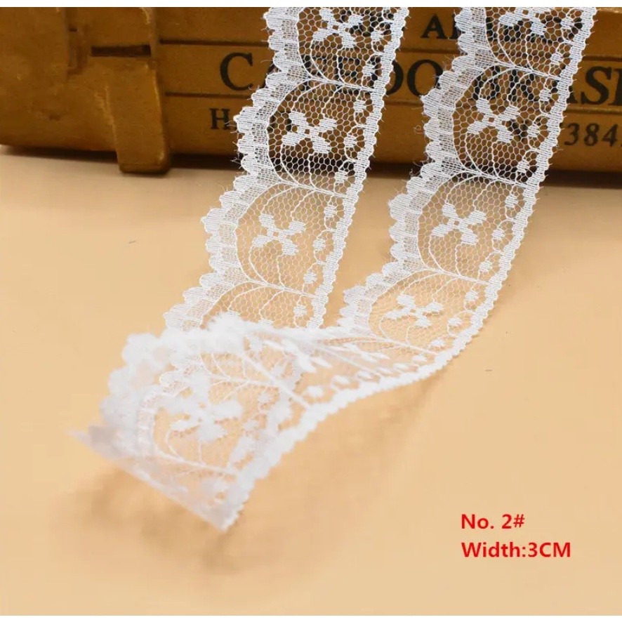 1yard White Lace Ribbon Tape Width 27MM Trim Fabric DIY Embroidered Cord For Sewing Decoration 蕾丝小花花边(2756L) - Image 4