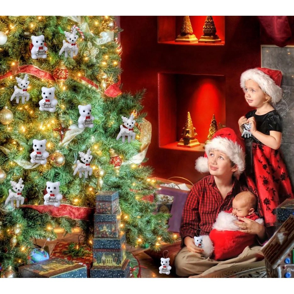 Christmas Mini Elk/Standing Santa Claus Doll Christmas Tree White Foam Hanging Pendants Decoration For Home Party(2481L)