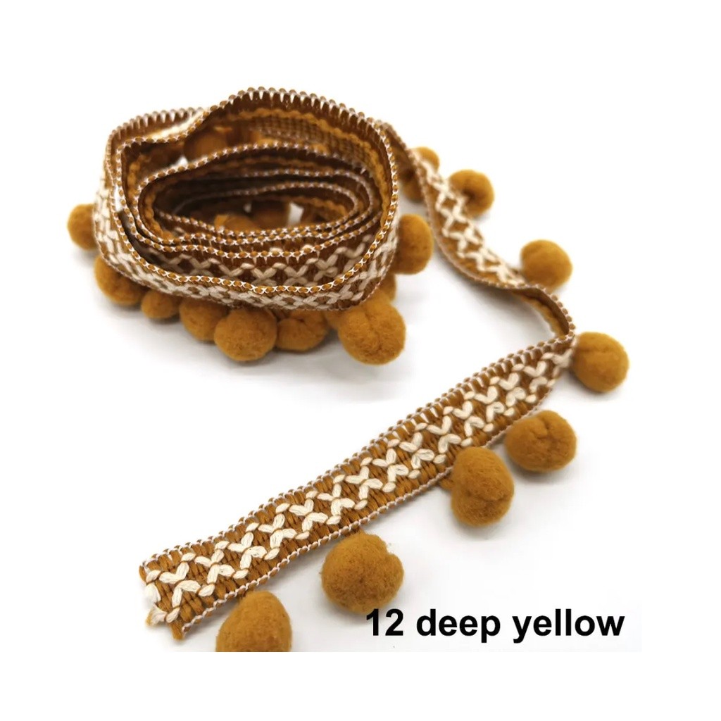 1yard Pom Pom Trim Lace Fabric Sewing Accessories Pompons Trim tassel Ball Fringes Ribbon Sewing Lace 彩色毛球花边(2671L) - Image 12