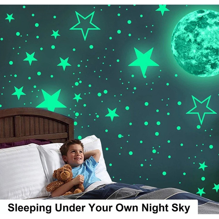 100 Pcs Glow In The Dark Luminous Stars Fluorescent Noctilucent Plastic Wall Sticker Kids 星星夜光贴片(2506L) - Image 5