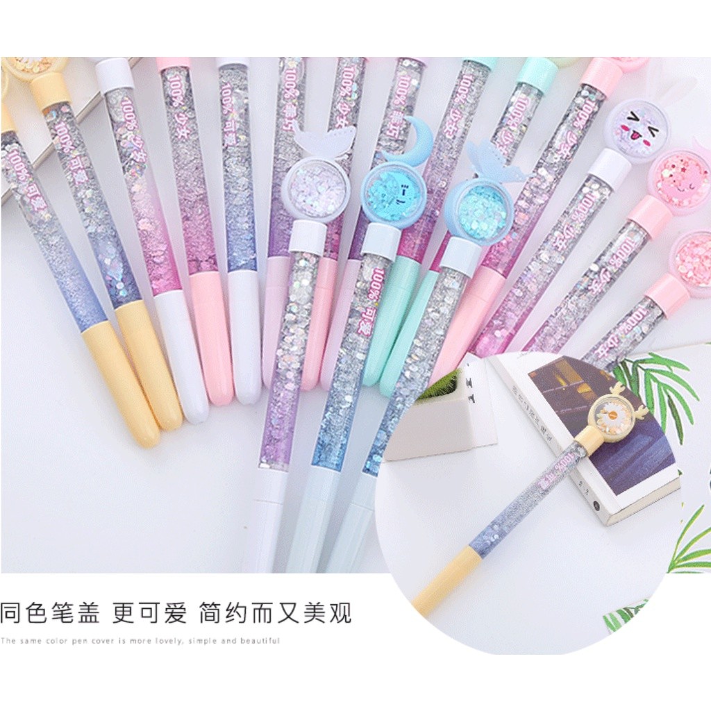 Kawaii Liquid Quicksand Gel Pen Neutral Pen Sequins Decorate Signature Pen School Office Supply Stationery创意可爱笔(2354L) - Image 2