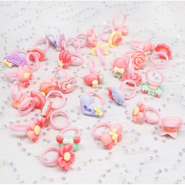 2pcs/Lot Children's Cartoon Rings Mixed Matte Jelly Color Finger Ring Kid Baby Girl Resin Jewelry Party Gift (2467L) - Image 4