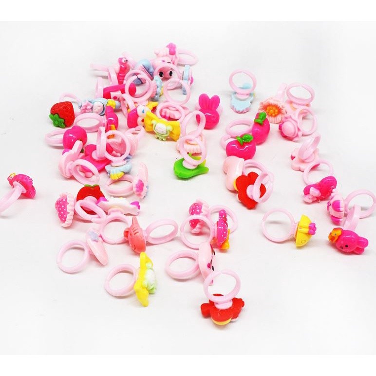 2pcs/Lot Children's Cartoon Rings Mixed Matte Jelly Color Finger Ring Kid Baby Girl Resin Jewelry Party Gift (2467L) - Image 3