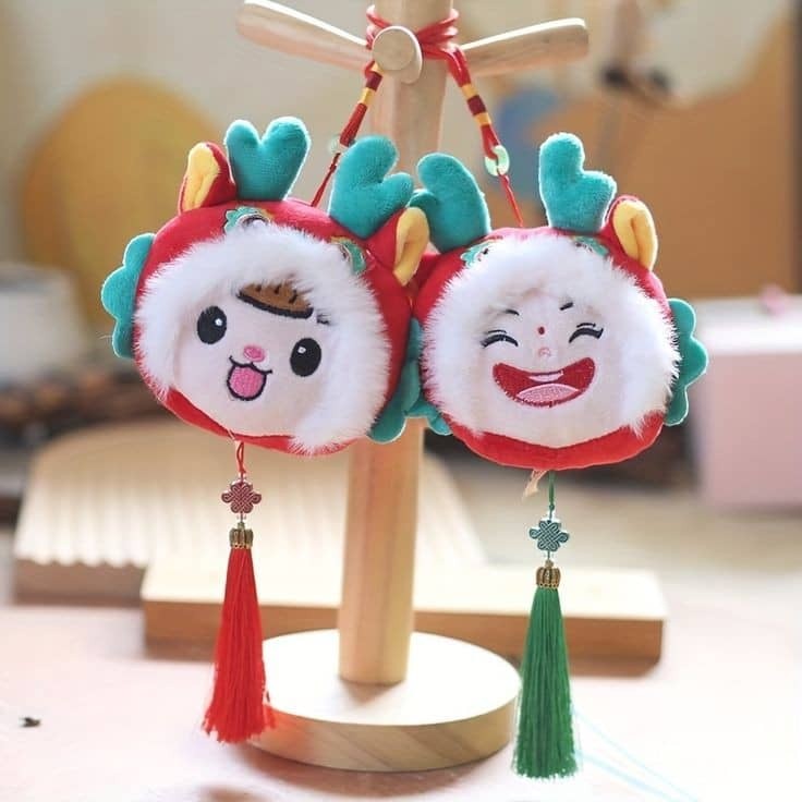 Chinese New Year Decoration Cute Zodiac Dragon Plush Pendant Lovely Stuffed Doll Mascot Kids New Years Decor(2723L)