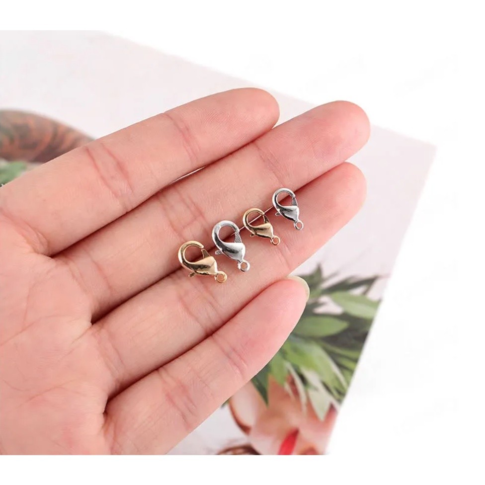 10pcs 12mm Gold Plated Lobster Clasps Spring Clasps End Tip Covers Crimp Beads Covers Wire Protectors 项链手链搭龙虾扣(2507L)