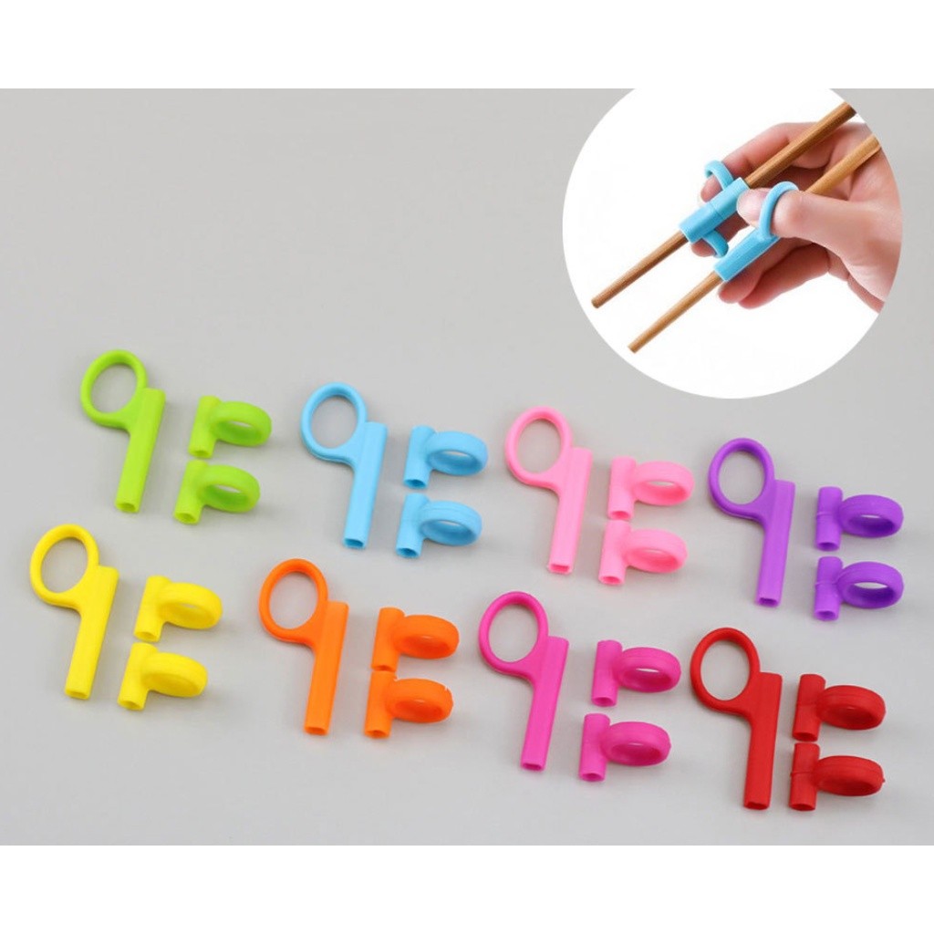 Silicone World 1 Set Silicone Kids Holding Chopsticks Correcting Ring Auxiliary Learning Training硅胶手指套儿童训练筷手(2772L)