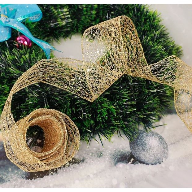 2yard 3.8/5/6.3cm Hollow Out Shiny Ribbon Christmas Gift Packaging Foldable Line Edge Craft Christmas Tree Decon (2653L) - Image 8
