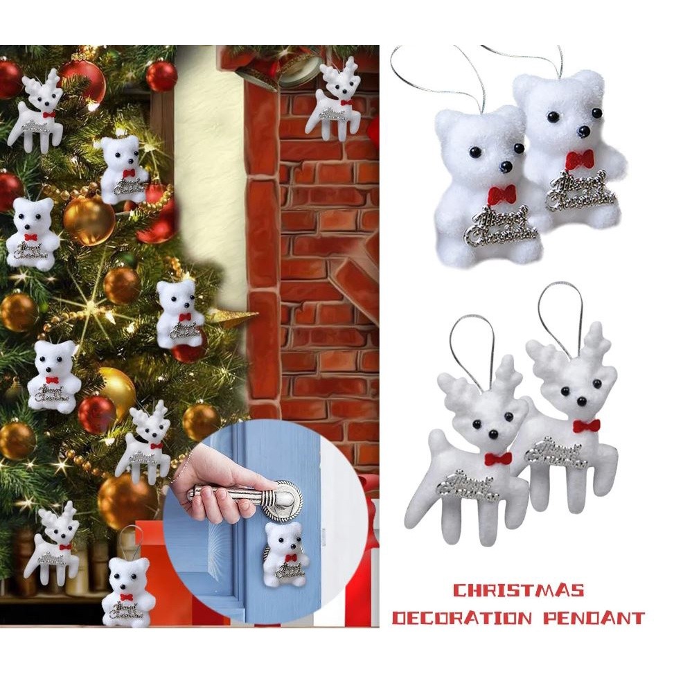 Christmas Mini Elk/Standing Santa Claus Doll Christmas Tree White Foam Hanging Pendants Decoration For Home Party(2481L) - Image 2