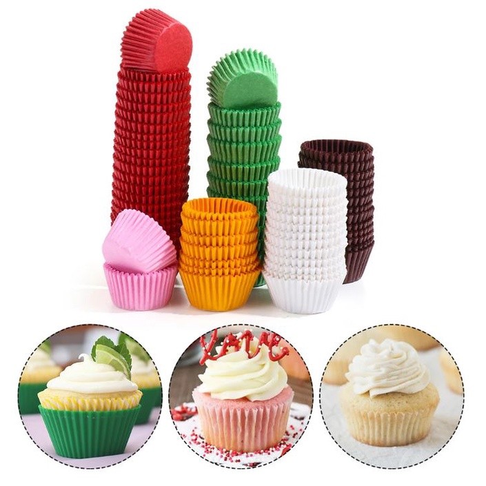 100Pcs Cake Paper Cups Mini/ Medium Colorful Chocolate Paper Liners Muffin Cases Cake Liner Baking Cup (2657L)