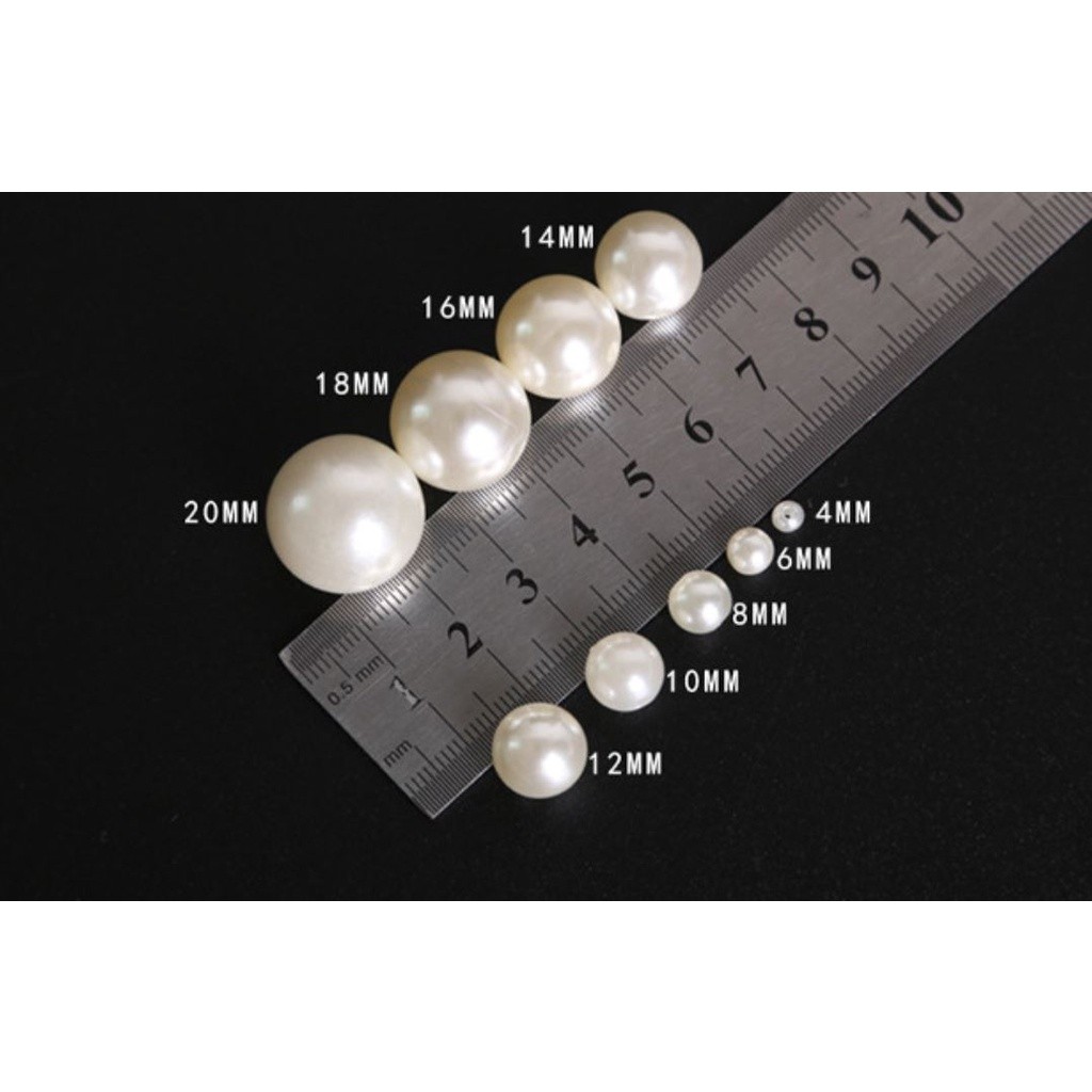 4mm-18mm Half Hole White Beige ABS Imitation Pearl Beads for Jewelry Making End Charms Beads DIY Earring 高亮半孔珍珠(2519L) - Image 7