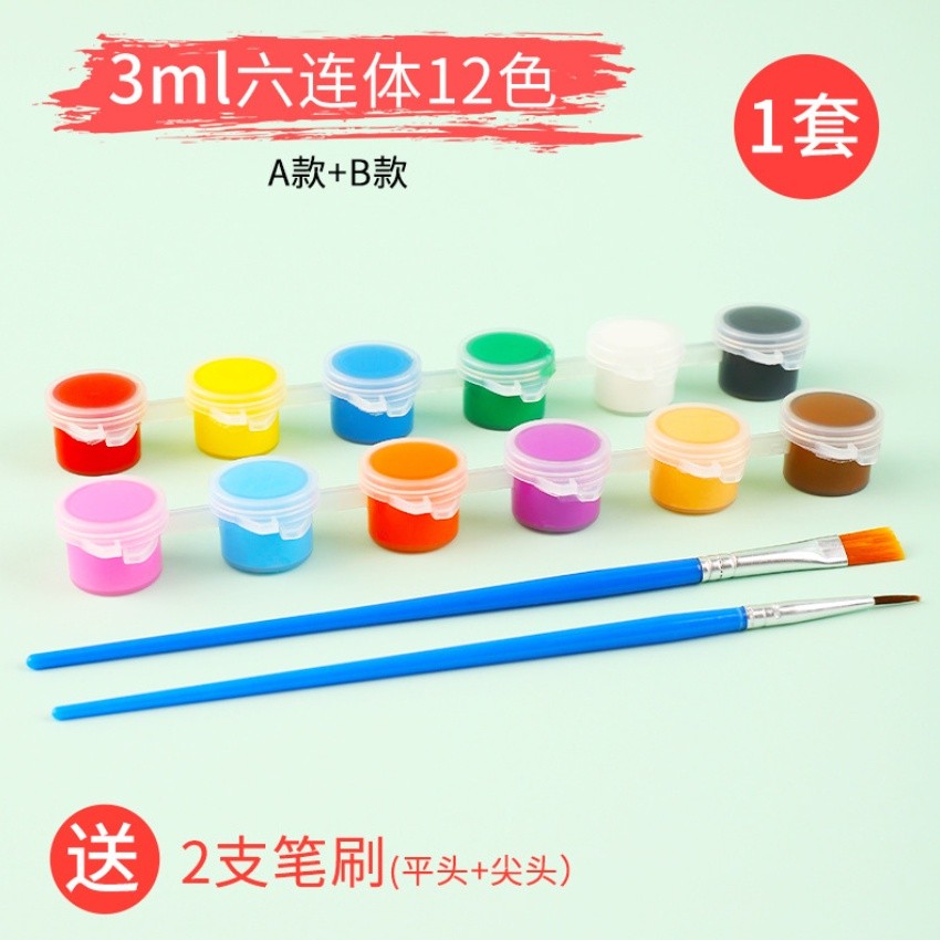 6 Conjoined 12-color Acrylic Paint Set Student Art Hand Graffiti Diy Gypsum Ceramic Art Material Painting丙烯颜料条(2416L) - Image 10