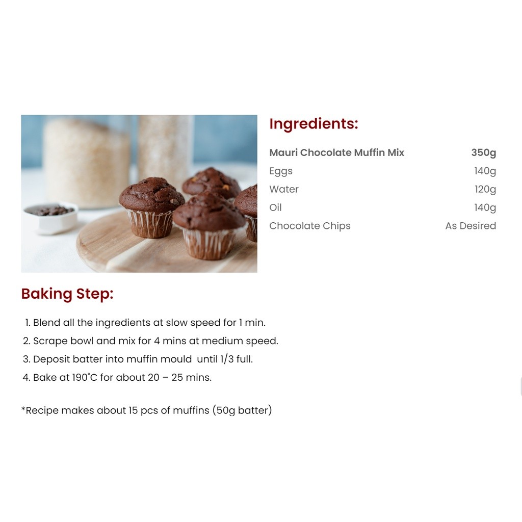 AB Mauri Muffin Cake Mix - Vanilla / Chocolate 350g (2708L) - Image 7