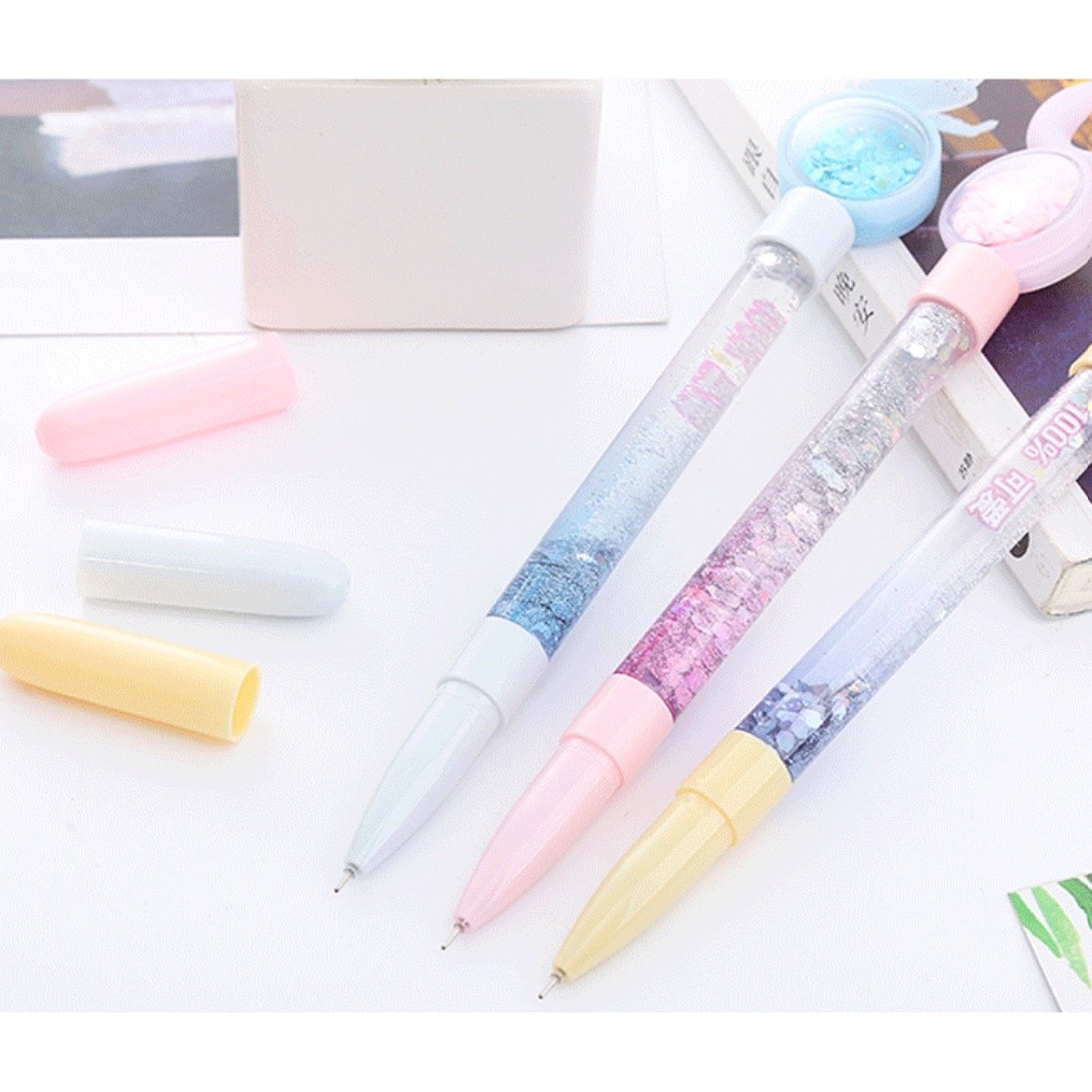 Kawaii Liquid Quicksand Gel Pen Neutral Pen Sequins Decorate Signature Pen School Office Supply Stationery创意可爱笔(2354L)