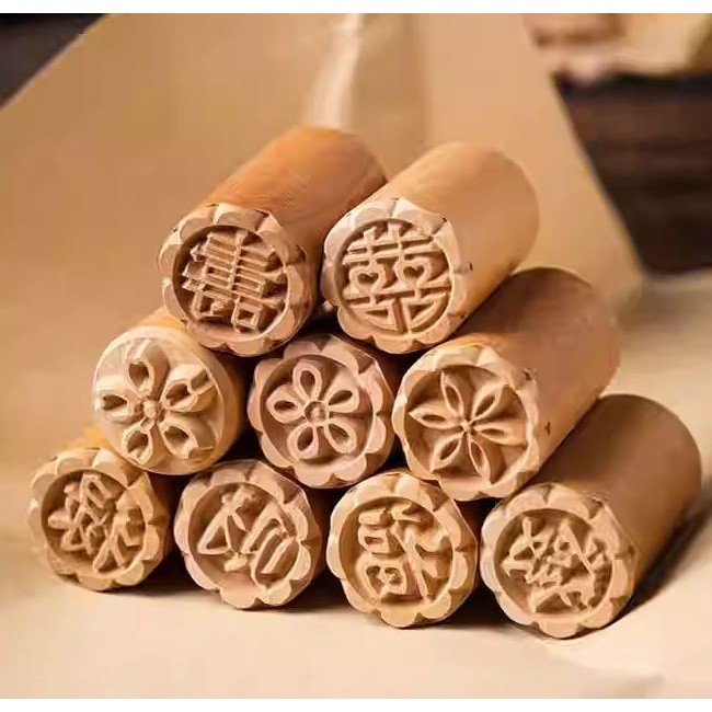Wooden "XI" "FAI" "CAI"Flower”Mold Printing Tool Su-Style Fresh Meat Moon Cake Seal Steamed Bread Pasta Dessert (2355L) - Image 3