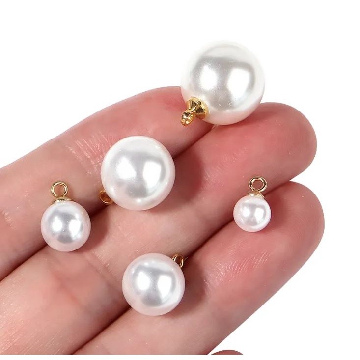 4mm-18mm Half Hole White Beige ABS Imitation Pearl Beads for Jewelry Making End Charms Beads DIY Earring 高亮半孔珍珠(2519L) - Image 4