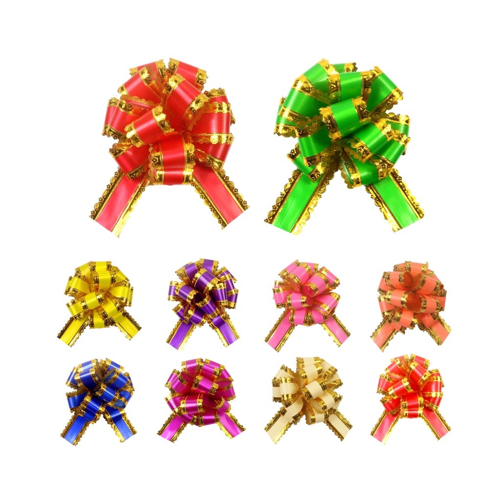 1pc Large matte lace hand bow pull flower wedding car decoration flowers fruit gift Packaging Materials波浪纹立体球花(2767L) - Image 3