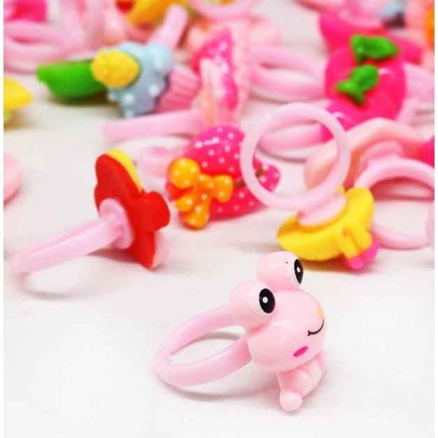 2pcs/Lot Children's Cartoon Rings Mixed Matte Jelly Color Finger Ring Kid Baby Girl Resin Jewelry Party Gift (2467L) - Image 5