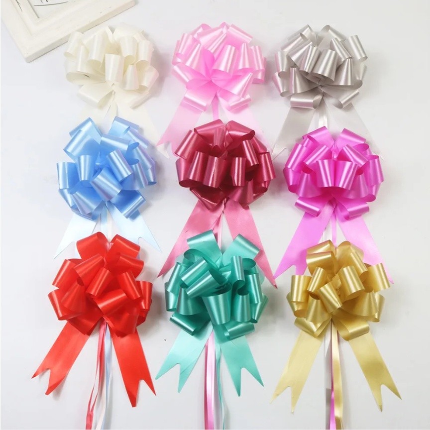 1pc Plastic Pull Bows for Gift Present Wrapping Christmas Bows for DIY Craft Box Baskets Decorations 立体球花手拉花(2769L)