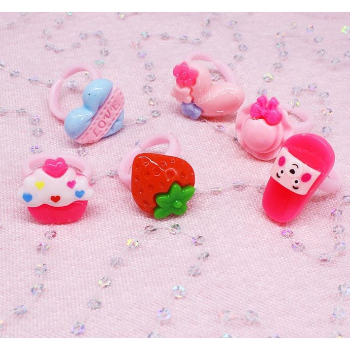 2pcs/Lot Children's Cartoon Rings Mixed Matte Jelly Color Finger Ring Kid Baby Girl Resin Jewelry Party Gift (2467L) - Image 7