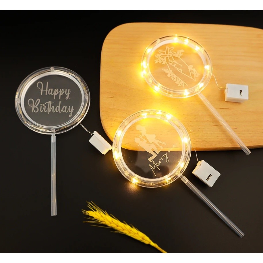 New LED Night Light Flashing Happy Birthday Cake Topper Luminous Rose for Valentine Day Wedding 带灯发光蛋糕装饰(2589L) - Image 2