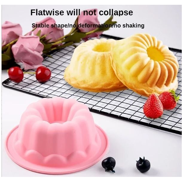 Silicone Bundt Cake Mold Non-stick Fluted Cake Baking Mold Pumpkin Cake Pan Fancy Round Donut Baking Mould(2852L)