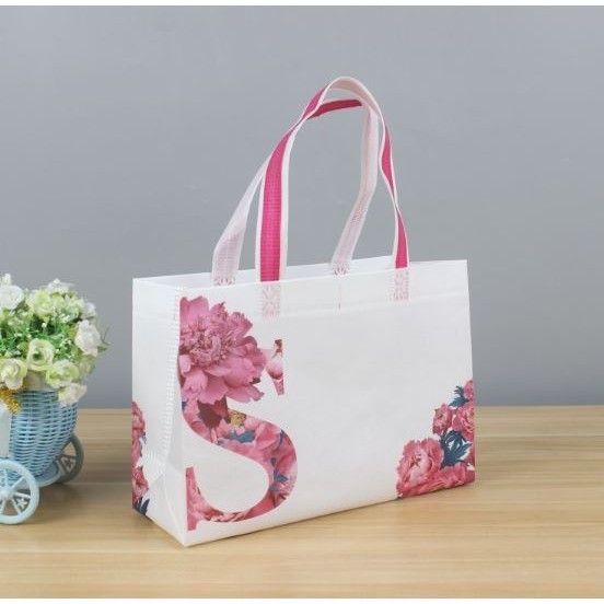 Flower Print Grocery Shopping Bag Non-woven Fabric Eco Bag Travel Takeaway Storage Bag Folding Bag (2859L)