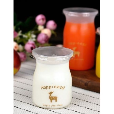 10Pcs Milk Bottle Plastic Yogurt Jars Jelly with Lid Container Pudding Dessert Cups (2862L) - Image 3