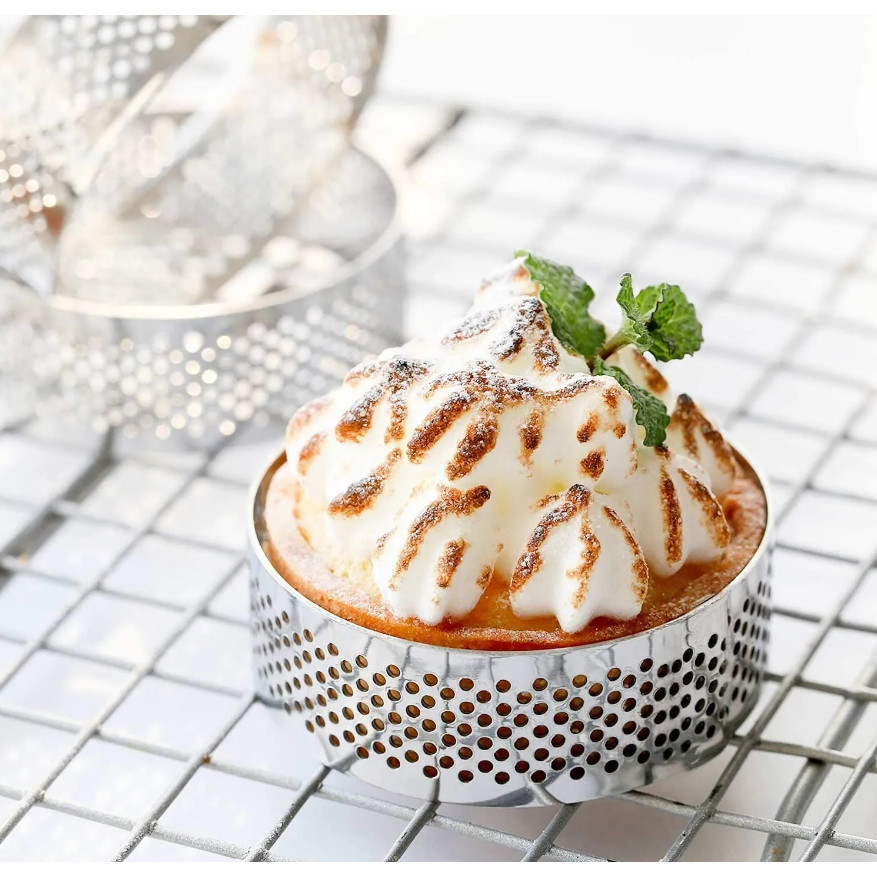 3 in 1 Perforated Round Square Tart Ring Stainless Steel Fruit Pie Tartlet Mold for Baking DIY Dessert Cake (2792L) - Image 4