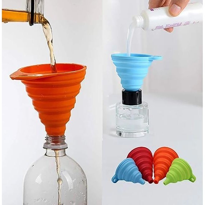 Silicone Folding Funnel Food Grade Silicone Kitchen Tools Folding Telescopic Funnel Portable Small Liquid Funnel(2853L) - Image 5