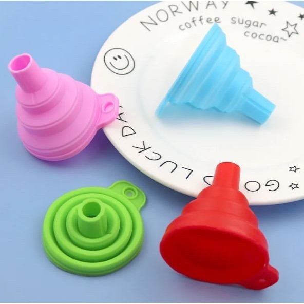 Silicone Folding Funnel Food Grade Silicone Kitchen Tools Folding Telescopic Funnel Portable Small Liquid Funnel(2853L)