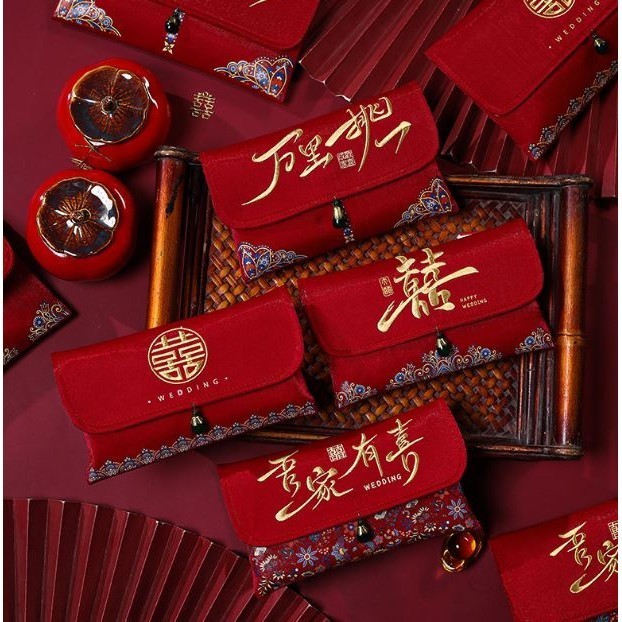 Red Envelope Delicate Large Capacity Fabric Art Tassel Design Chinese Style Wedding Lucky Pocket for Friends (2829L)