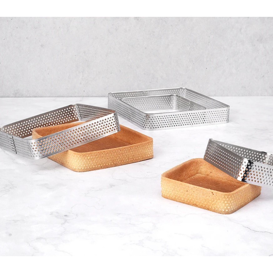 3 in 1 Perforated Round Square Tart Ring Stainless Steel Fruit Pie Tartlet Mold for Baking DIY Dessert Cake (2792L) - Image 8