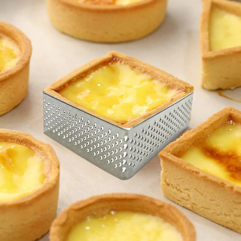 3 in 1 Perforated Round Square Tart Ring Stainless Steel Fruit Pie Tartlet Mold for Baking DIY Dessert Cake (2792L) - Image 6