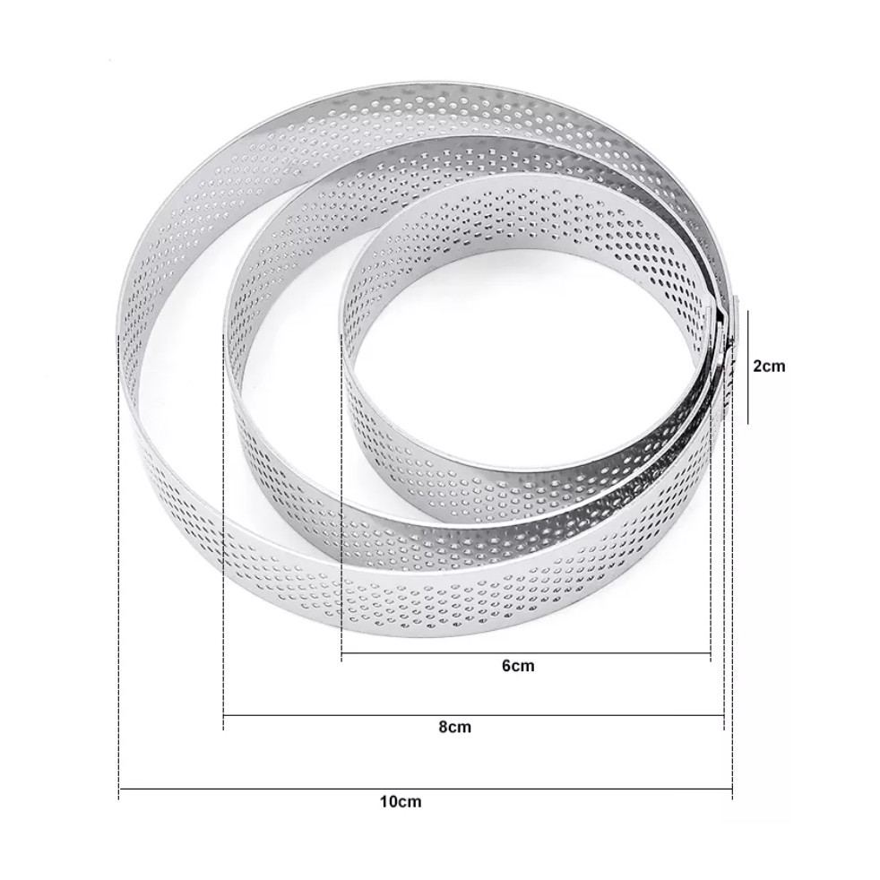 3 in 1 Perforated Round Square Tart Ring Stainless Steel Fruit Pie Tartlet Mold for Baking DIY Dessert Cake (2792L) - Image 9