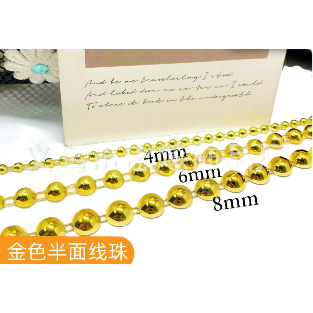 1yard Gold Silver ABS semicircle connecting beads DIY wedding imitation pearl double thread 半面定位连线珠链(2797L) - Image 2