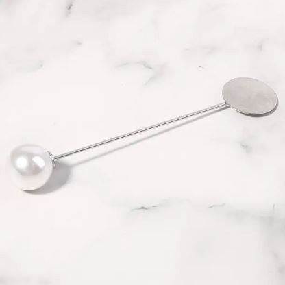 1pc Silver Color Simulated Pearl Alloy Copper Long Brooch Pin For DIY Brooches Lapel Dress Jewelry Parts Access(2816L) - Image 7