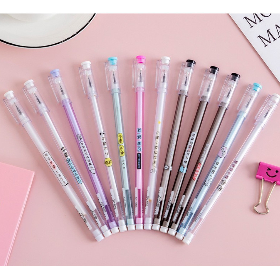 1pc Creative Personalized Text Make Friends with Straight A Student Gel Pen Black Student 中性笔黑色笔(144-2875L) - Image 10