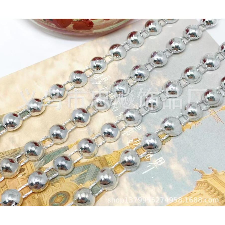 1yard Gold Silver ABS semicircle connecting beads DIY wedding imitation pearl double thread 半面定位连线珠链(2797L) - Image 6