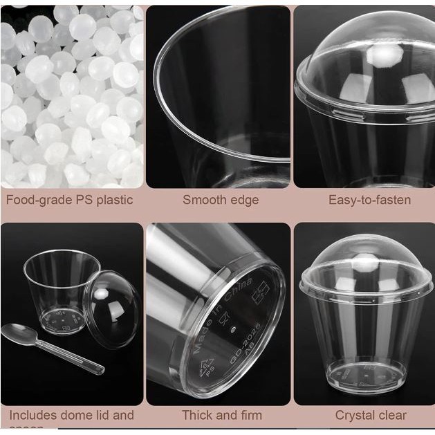 10pcs 200ml Disposable Dessert Cups with Lids Transparent Plastic Cafe Cup Multi-Use Ice Cream Container (2863L) - Image 3
