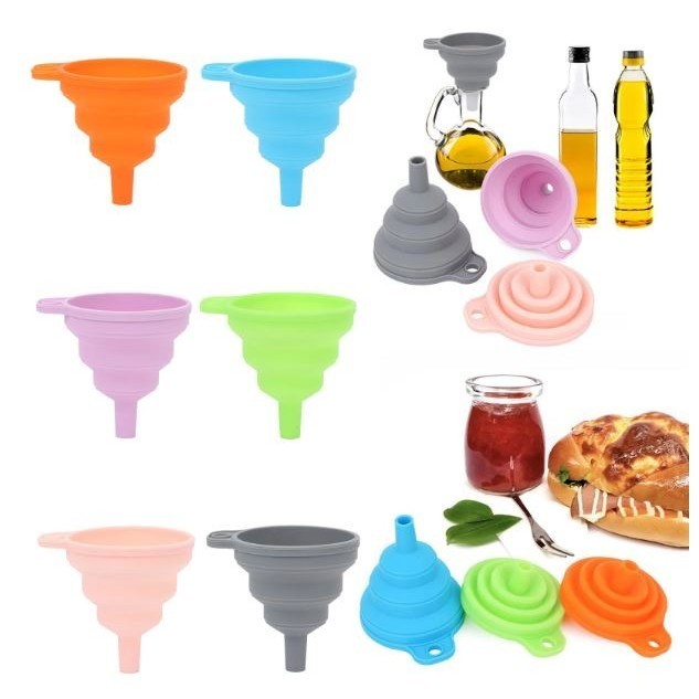 Silicone Folding Funnel Food Grade Silicone Kitchen Tools Folding Telescopic Funnel Portable Small Liquid Funnel(2853L) - Image 2
