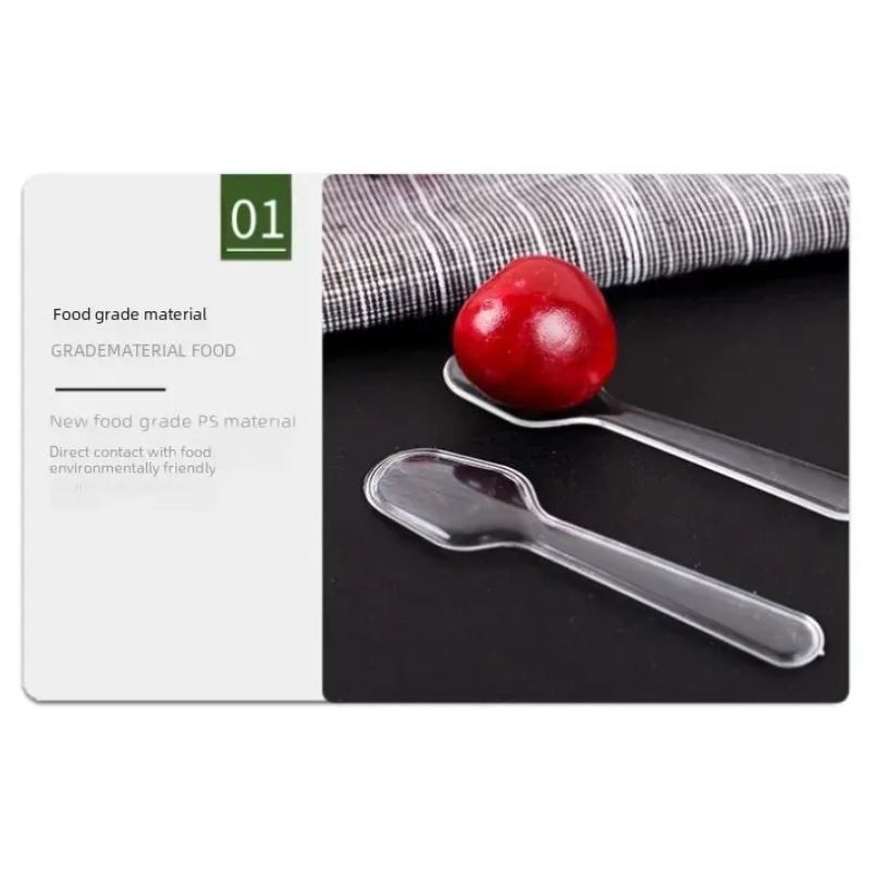 10pcs Mini Clear Plastic Spoons Disposable Flatware for Jelly Ice Cream Dessert Disposable (2857L) - Image 3