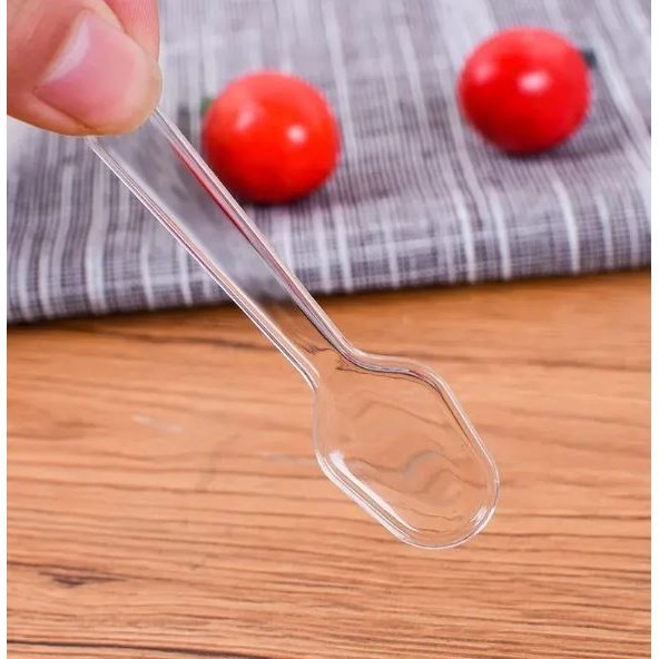 10pcs Mini Clear Plastic Spoons Disposable Flatware for Jelly Ice Cream Dessert Disposable (2857L) - Image 2