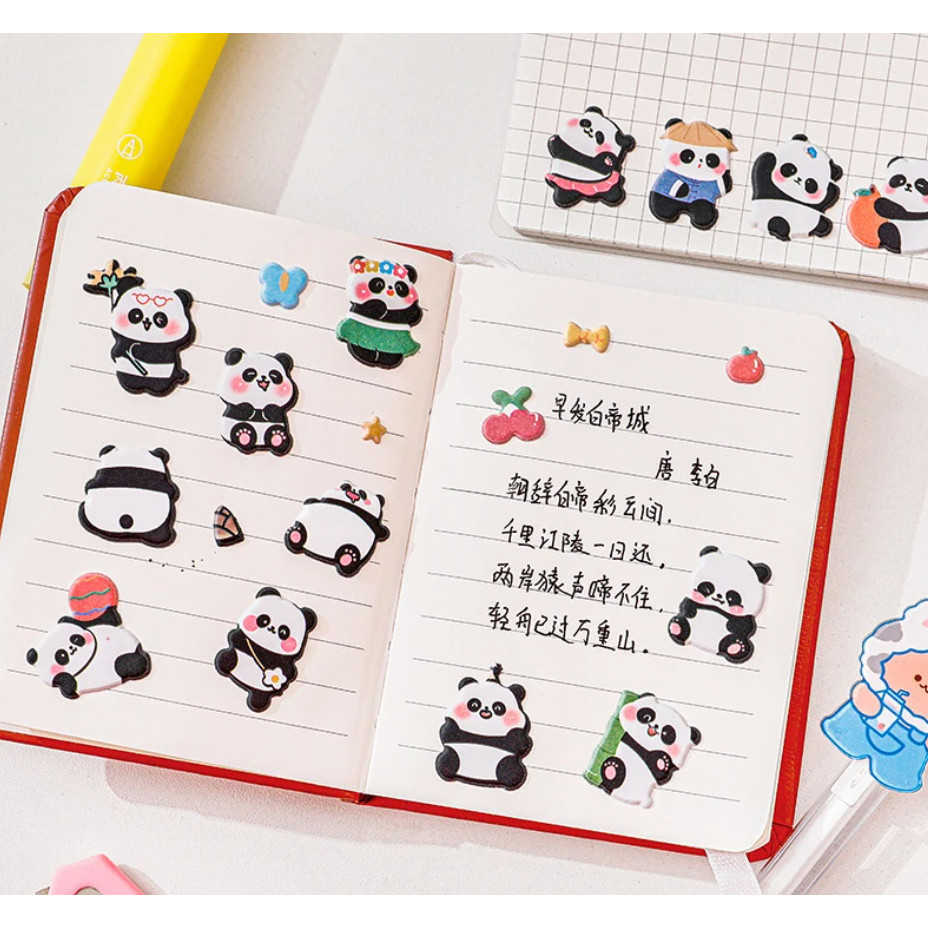 Kawaii Cartoon 3D Puffy Bulk Stickers Panda Stereo Bubble Sticker For DIY Scrapbooking Diary Album 立体熊猫泡泡贴(246-2873L) - Image 6