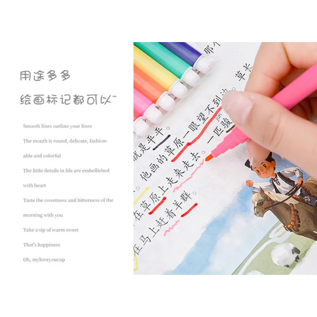 12Colors Mini Watercolor Art Markers Brush Pen Highlighter Drawing Graffiti Pens for kids School水彩笔(2153-2865L) - Image 6