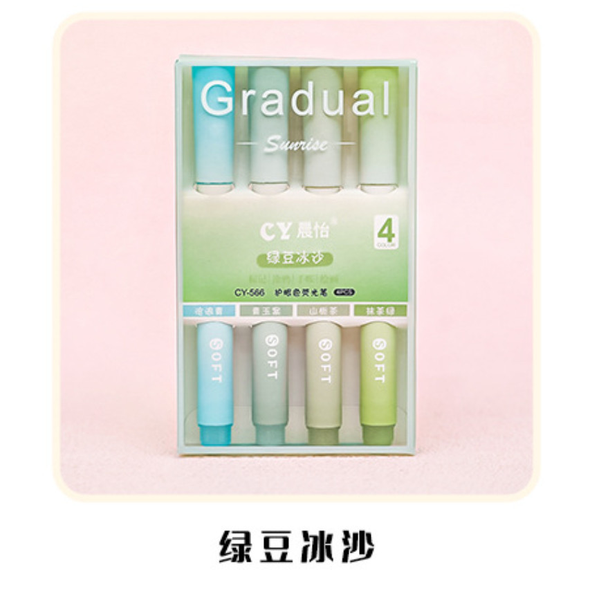 4pcs/Box Highlighter Pen Kawaii Markers Multifunctional Color graffiti Painting Liner Pen Students 渐变护眼斜头荧光笔(142-2866L) - Image 11
