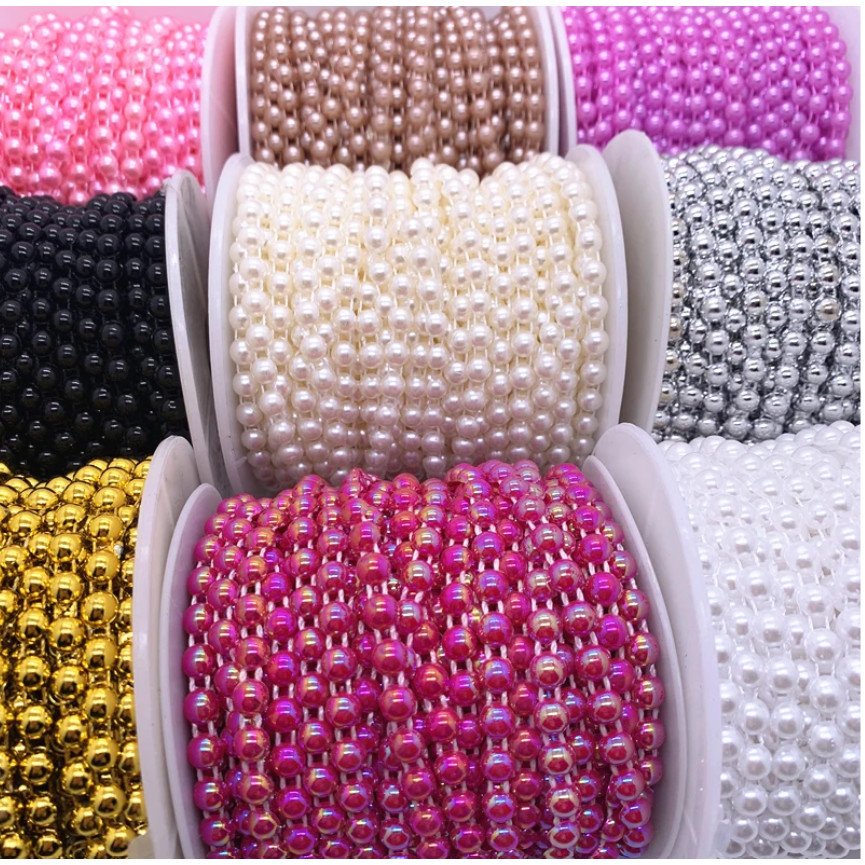 1yard Gold Silver ABS semicircle connecting beads DIY wedding imitation pearl double thread 半面定位连线珠链(2797L)