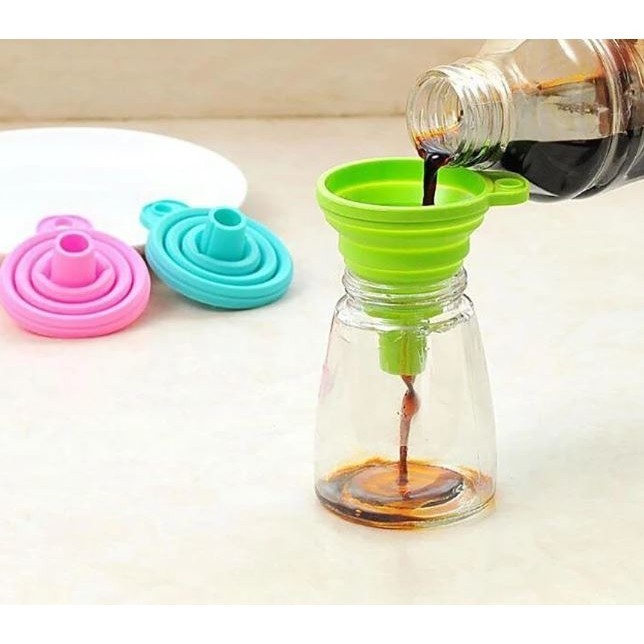 Silicone Folding Funnel Food Grade Silicone Kitchen Tools Folding Telescopic Funnel Portable Small Liquid Funnel(2853L) - Image 3
