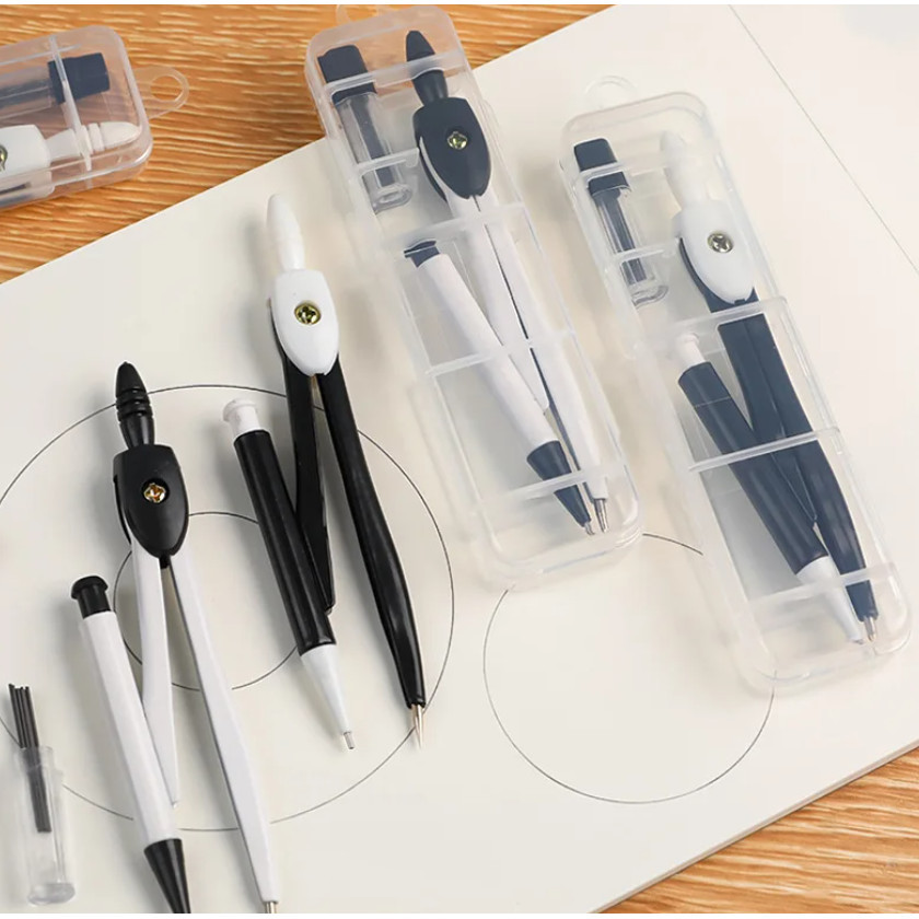 Brief Pratical Pfofessional Compass Set School Office Drawing Maths Geometry Learning Tools Students简约考试圆规套装(481-2878L)