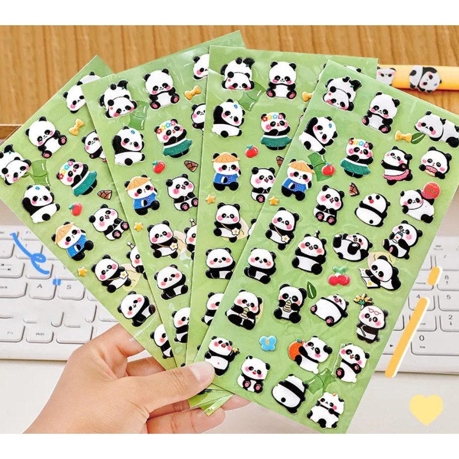 Kawaii Cartoon 3D Puffy Bulk Stickers Panda Stereo Bubble Sticker For DIY Scrapbooking Diary Album 立体熊猫泡泡贴(246-2873L)