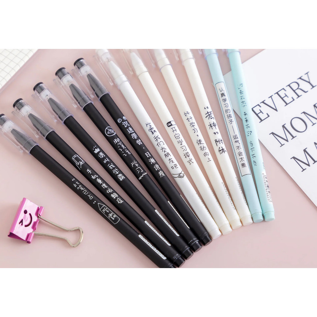 1pc Creative Personalized Text Make Friends with Straight A Student Gel Pen Black Student 中性笔黑色笔(144-2875L)